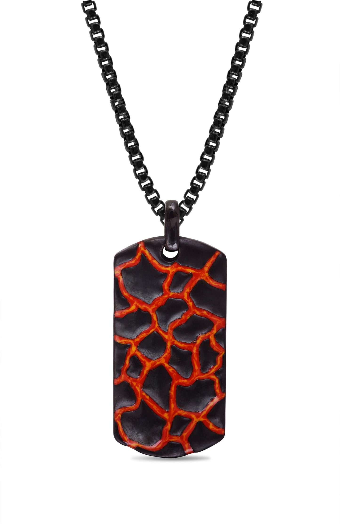 Earth & Fire Black Rhodium Plated Sterling Silver Textured Red Orange