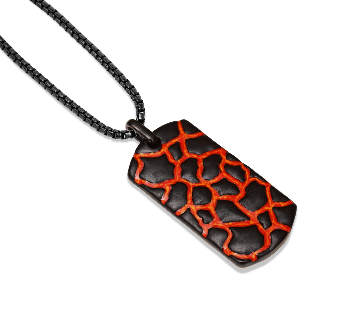 Earth & Fire Black Rhodium Plated Sterling Silver Textured Red Orange