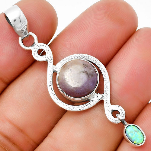 Natural Lavender Jade & Fire Opal Pendant P-1115 SDP131265