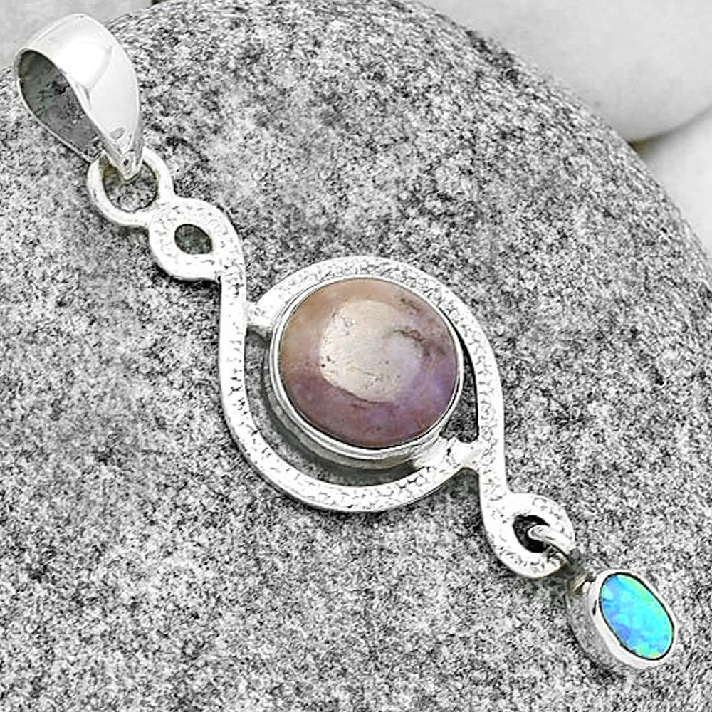 Natural Lavender Jade & Fire Opal Pendant P-1115 SDP131265