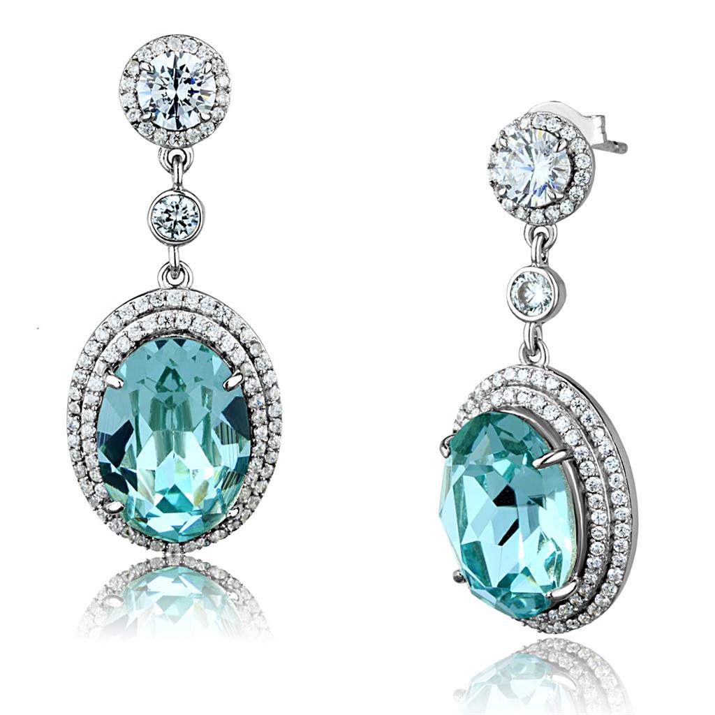 TS508 - Rhodium 925 Sterling Silver Earrings with Top Grade Crystal