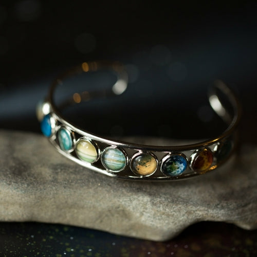 Multi Stone Silver Bangle Bracelet