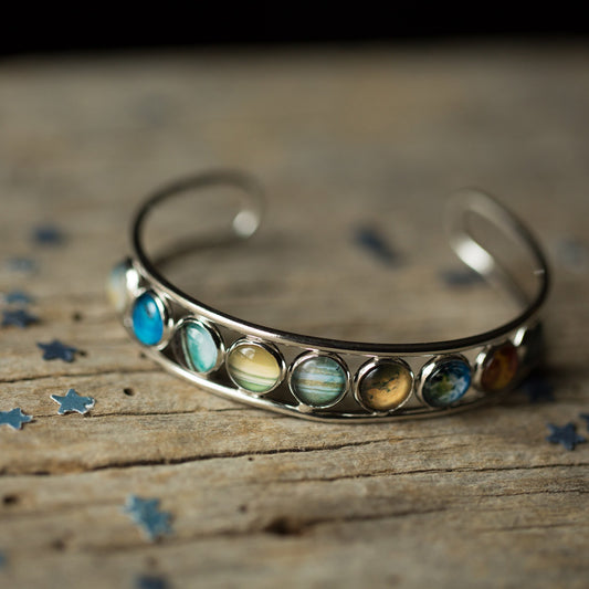 Multi Stone Silver Bangle Bracelet