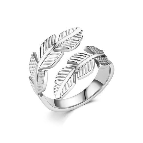 Feather Ring Open Titanium Steel Ring Gold And Silver Color Opening
