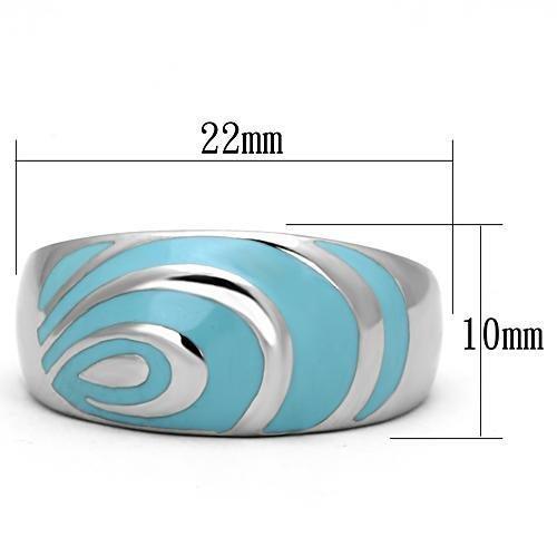 TK804 - High polished (no plating) Stainless Steel Ring with Epoxy  in