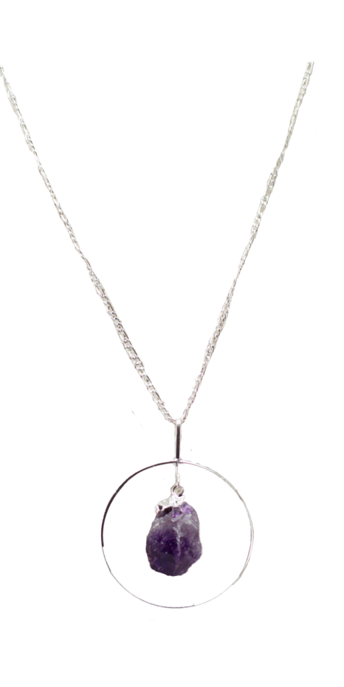Silver Circlet with Small Raw Crystal on Silver Chain