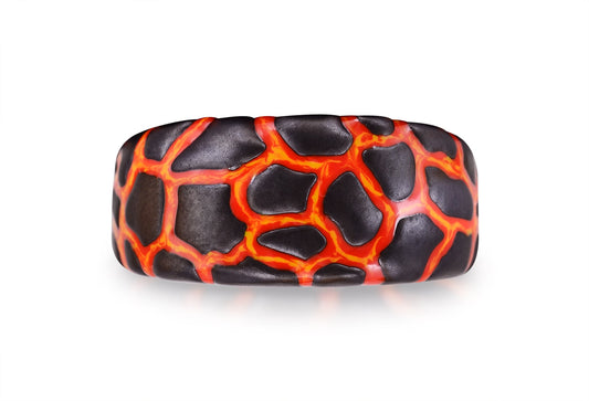 Earth & Fire Black Rhodium Plated Sterling Silver Textured Red Orange