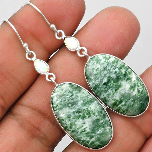 Natural Dioptase & Fire Opal Earrings E-1002 SDE70214