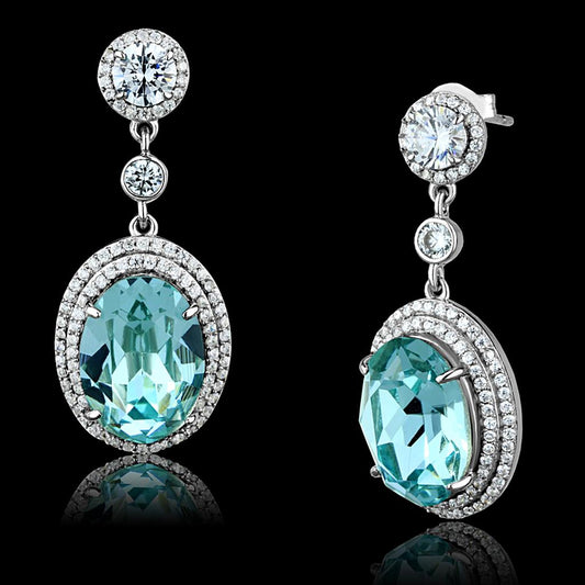 TS508 - Rhodium 925 Sterling Silver Earrings with Top Grade Crystal